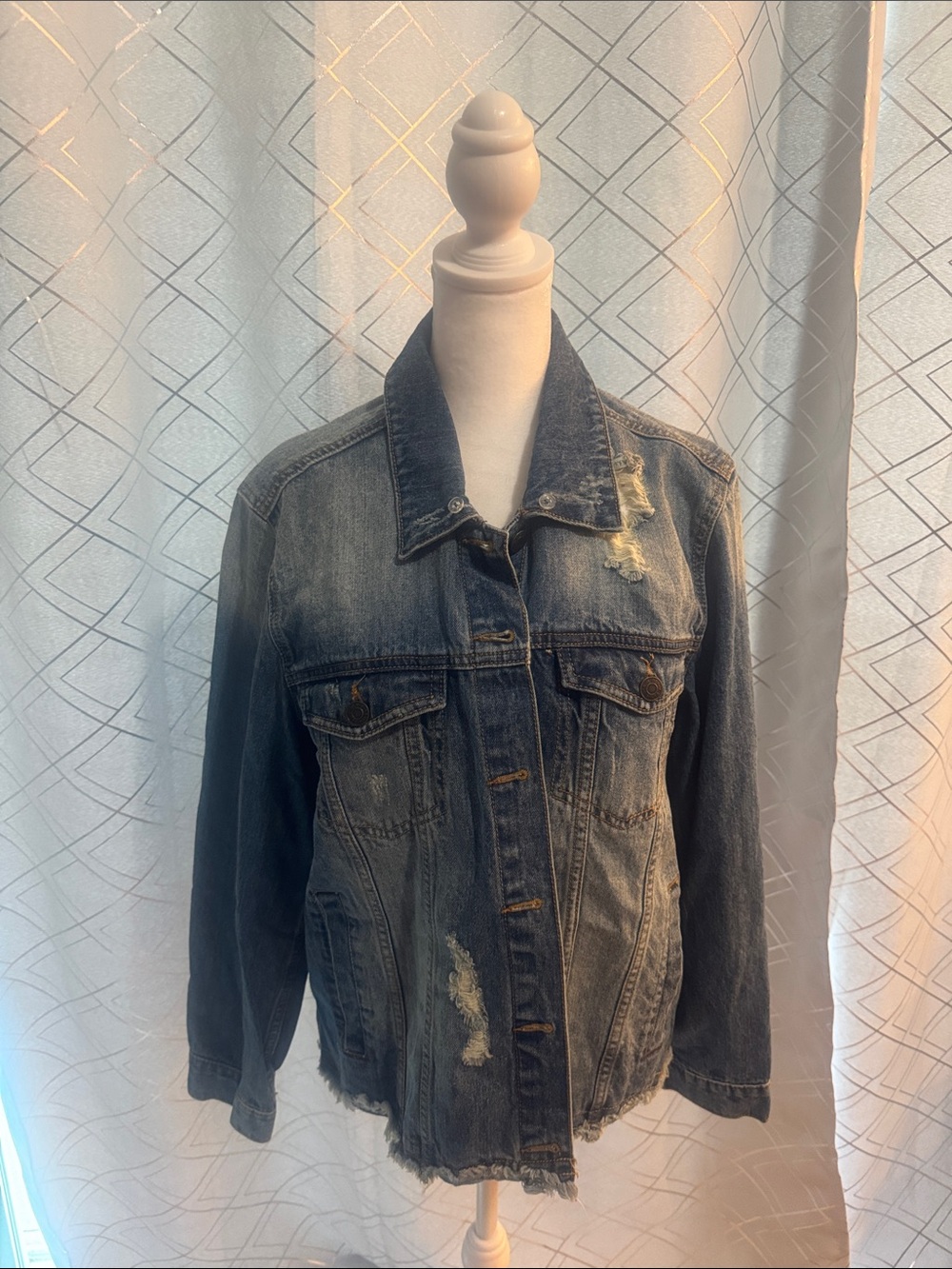 Distressed Blue Denim Jacket - Women